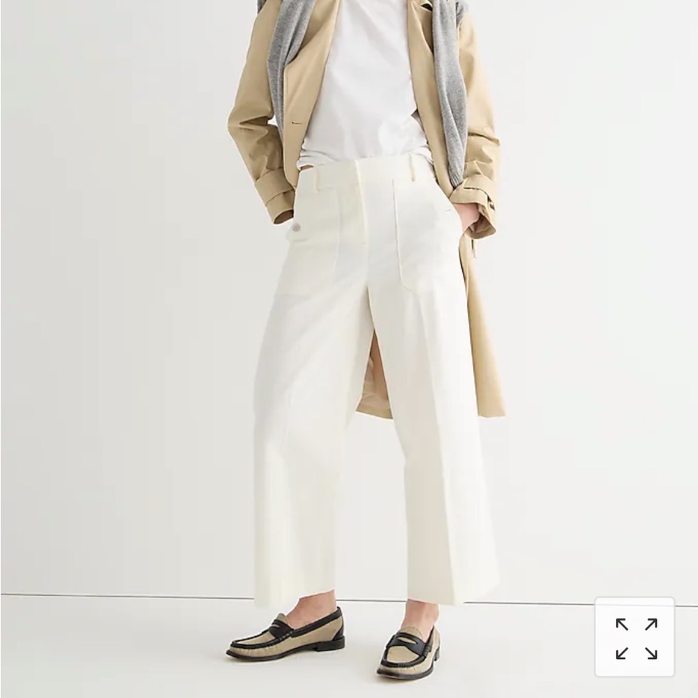 NWT Ivory J.Crew Sydney wide-leg pant in bi-stretch cotton blend - Size 4